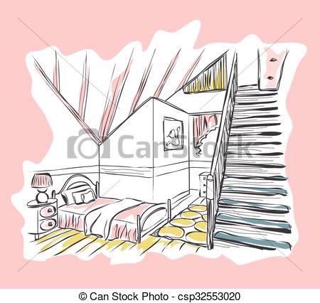 450x426 Modern Interior Room Sketch. Modern Interior Room Sketch With - Baby Room Sketch