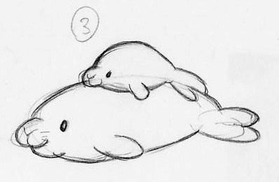 399x260 Seal Mother And Baby By Mannhau - Baby Seal Sketch