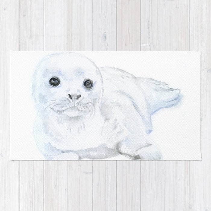 700x700 Baby Harp Seal Watercolor Rug By Susanwindsor Society6 - Baby Seal Sketch