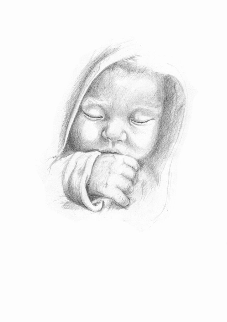 724x1024 Baby Sleeping Sketch By Martin On @ - Baby Sketch