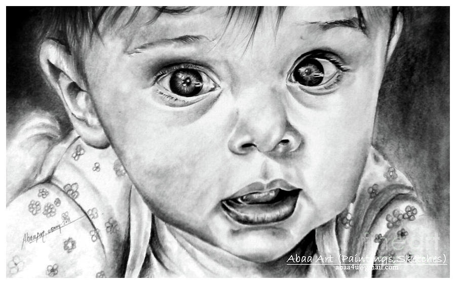 900x561 Baby Portrait Sketch Drawing By Abaa Shewale - Baby Sketch Artists