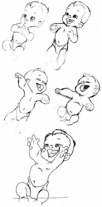 345x700 Pin By On Art Drawings, Character Design - Baby Sketch Artists