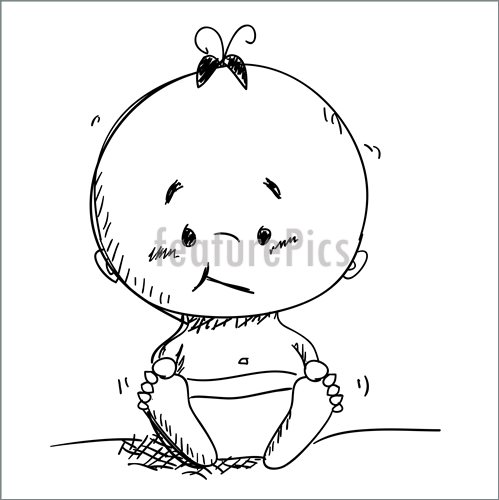 499x500 Vector Baby Sketch - Baby Sketch Easy