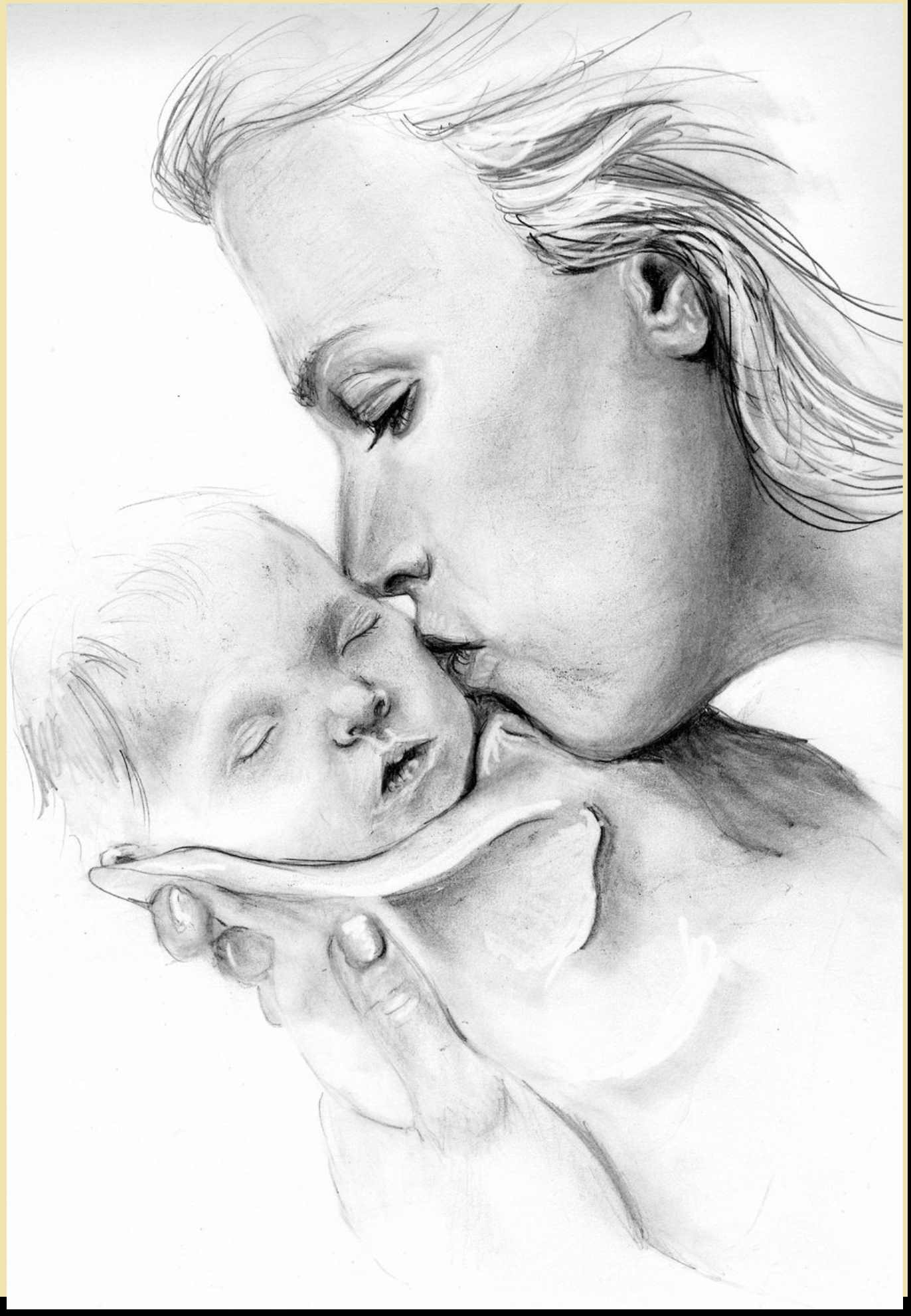 1372x1981 Pencil Sketch Of Mother And Baby Pencil Sketches Of Mother And - Baby Sketch Images