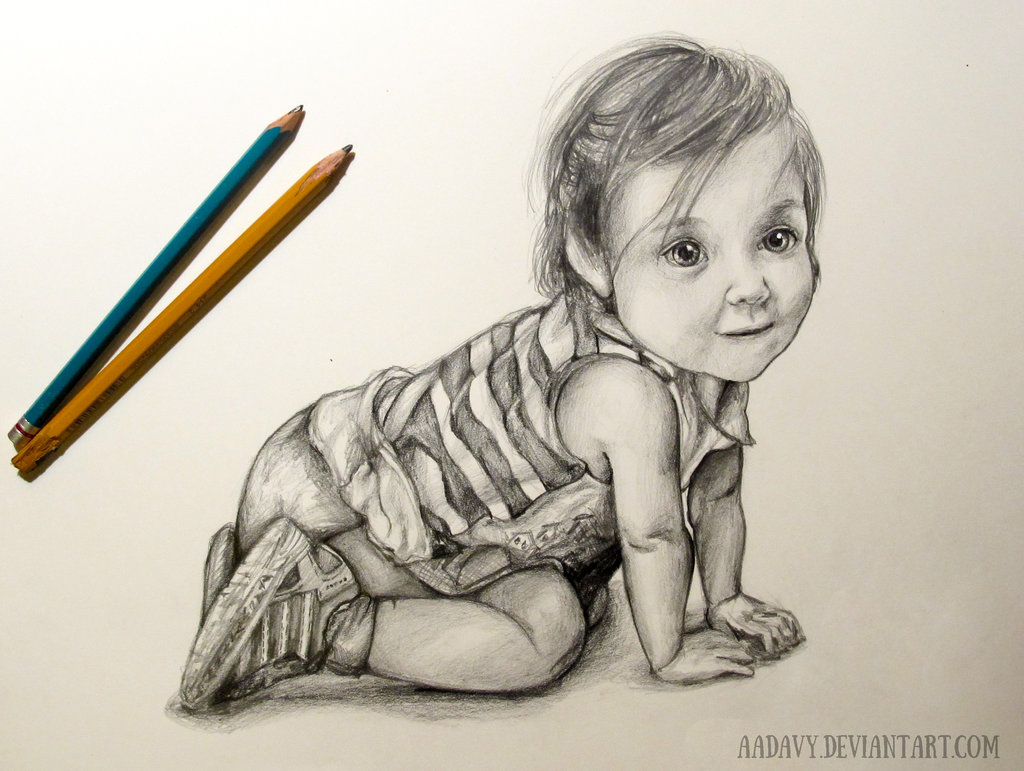 1024x771 Baby Sketch By Aadavy - Baby Sketch Pictures