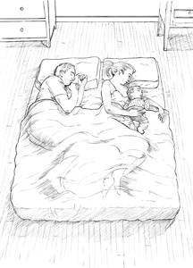 216x300 Safe Cosleeping Guidelines Mother Baby Behavioral Sleep - Baby Sleeping Sketch