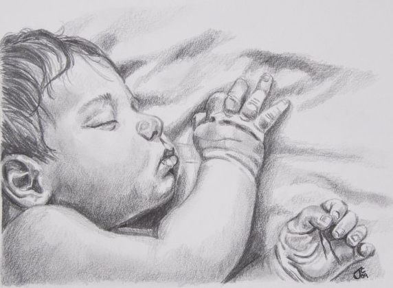 572x419 Ask A Child Therapist, Child Psychotherapist London, Professional - Baby Sleeping Sketch