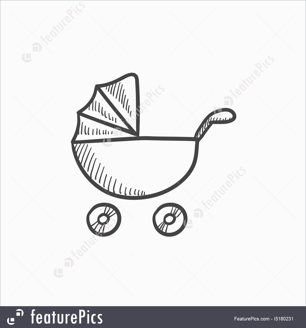 1300x1392 Illustration Of Baby Stroller Sketch Icon. - Baby Stroller Sketch