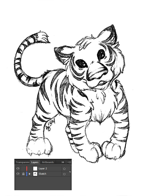 600x779 Creating An Adorable Strawberry Tiger In Adobe Illustrator - Baby Tiger Sketch