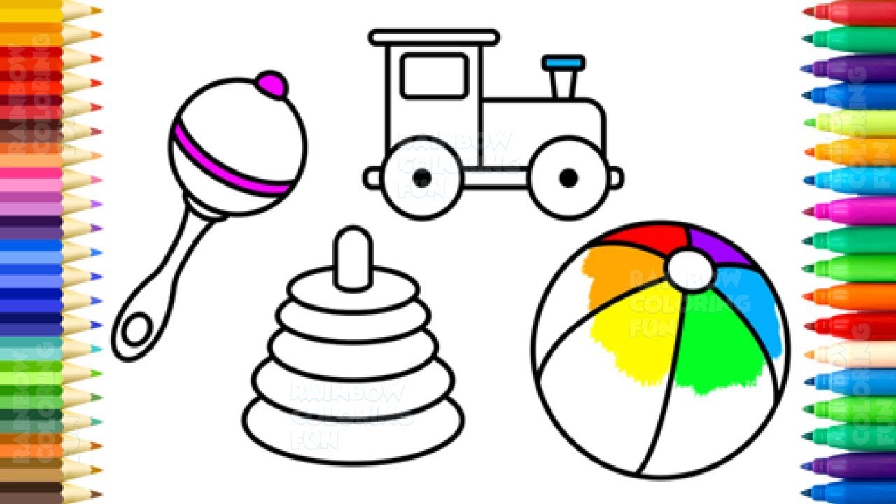 1280x720 Baby Toys Drawing Coloring Book For Kids - Baby Toys Sketch