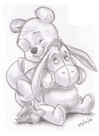 400x550 Winnie The Pooh And Eeyore Tattoos Eeyore - Baby Winnie The Pooh Sketch