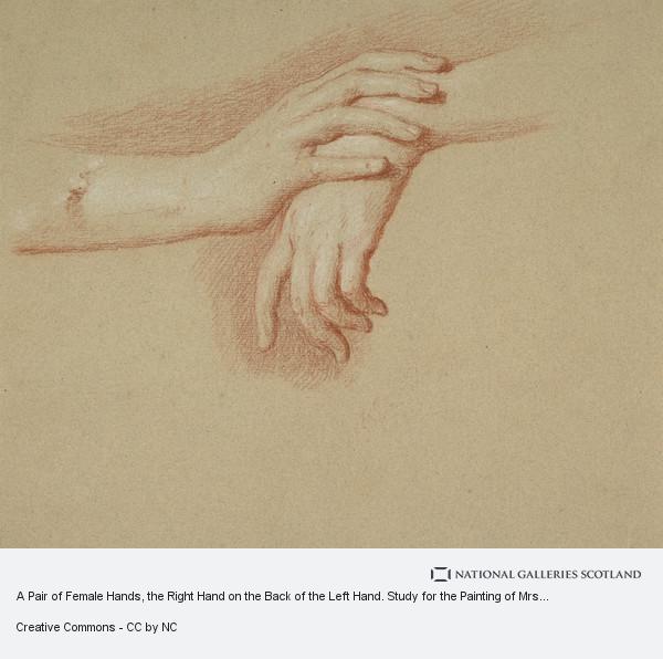 600x596 A Pair Of Female Hands, The Right Hand On The Back Of The Left - Back Of Hand Sketch