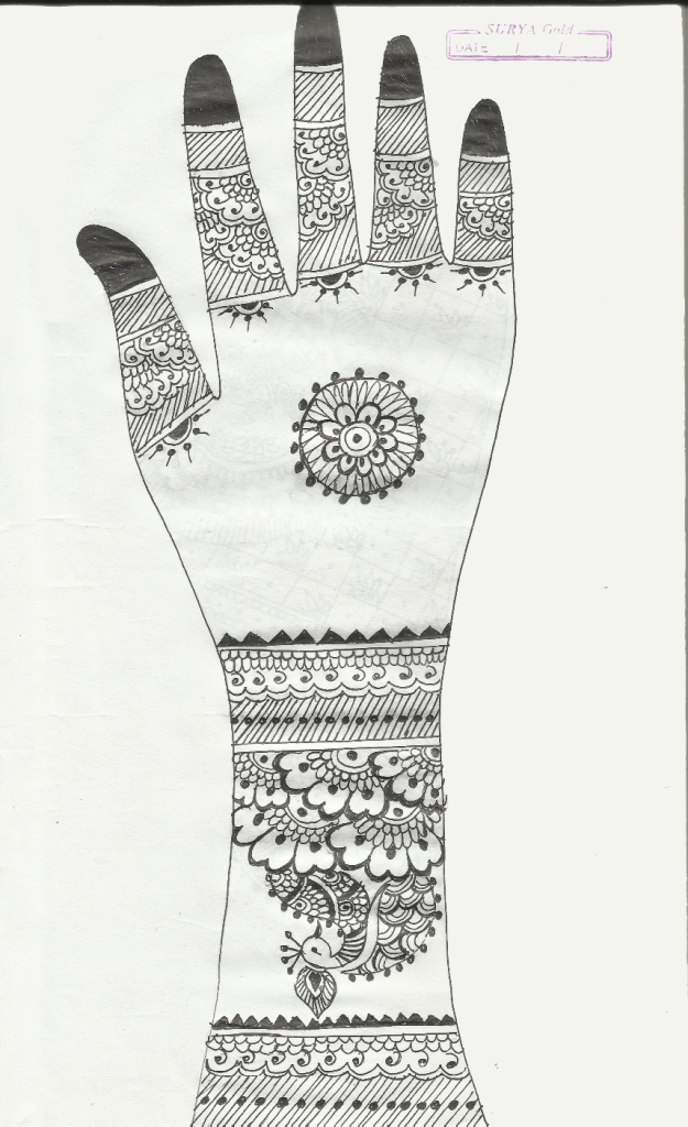 625x1024 Simple Back Hand Henna Sketch Creative Arty - Back Of Hand Sketch