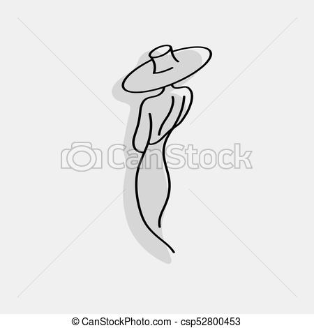 450x470 Back Of Woman With Big Hat And Shadow Vector Illustration Sketch - Back Of Hand Sketch