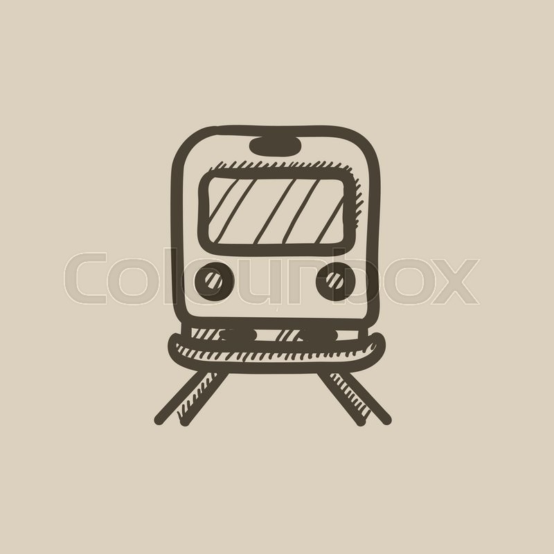 800x800 Back View Of Train Vector Sketch Icon Isolated On Background. Hand - Back Of Hand Sketch