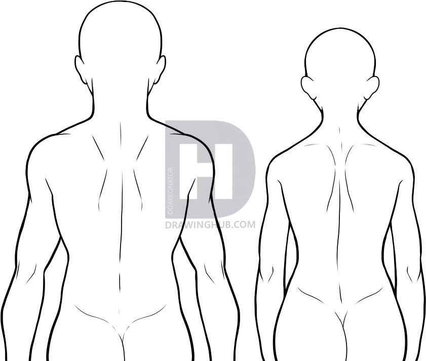 841x712 How To Draw A Back, Step By Step, Drawing Guide, By Darkonator - Back Sketch