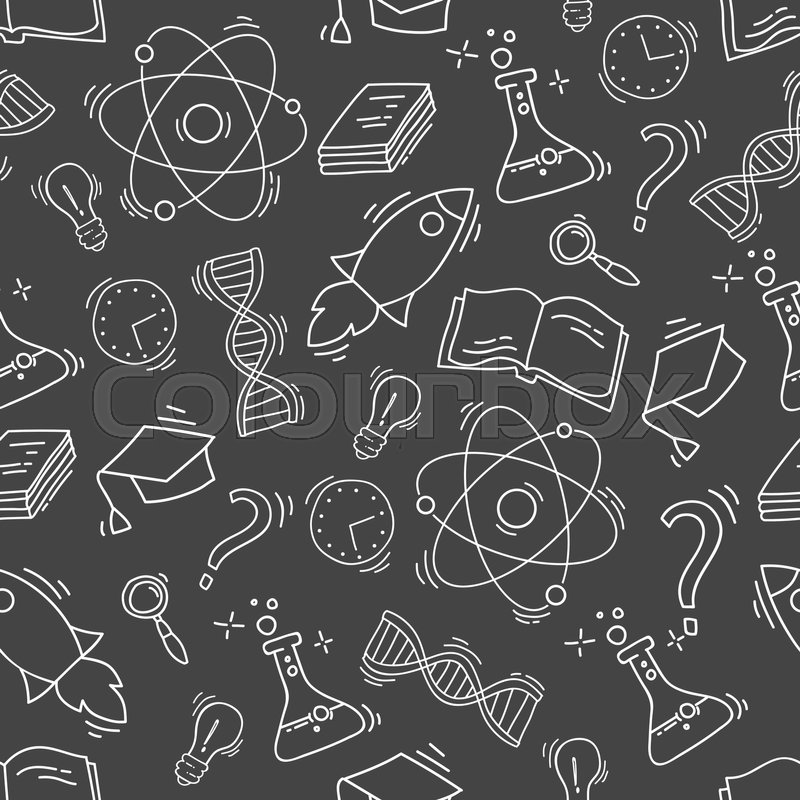 800x800 Hand Drawn Science Seamless Pattern. Chemistry Sketch Background - Backdrop Sketch