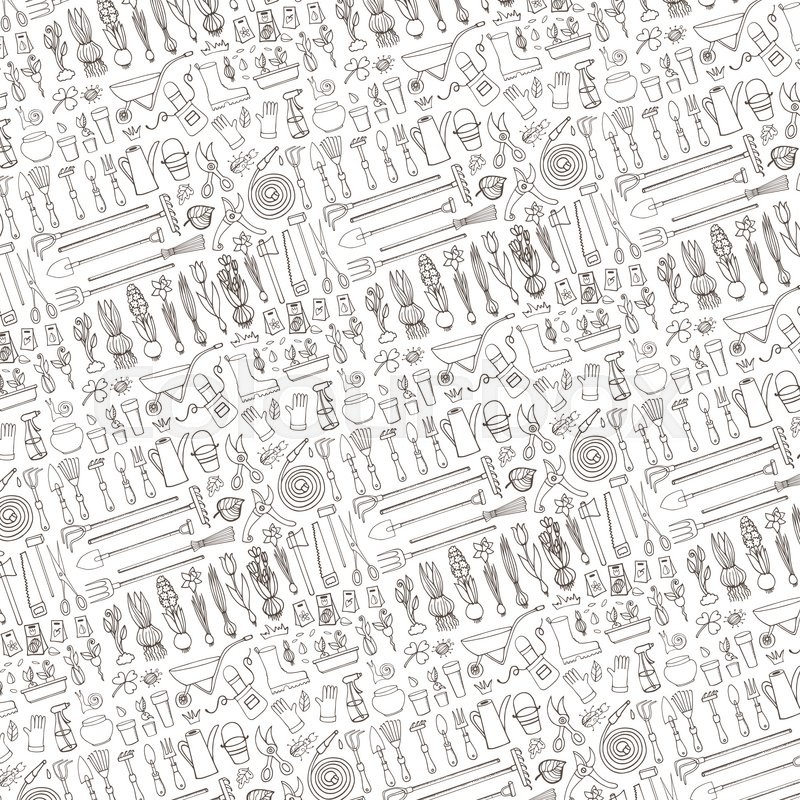 800x800 Spring Garden Pattern Backdrop,linear Background.hand Drawn Vector - Backdrop Sketch