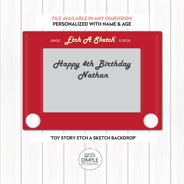 600x600 Toy Story Etch A Sketch Party Printable Backdrop Little Dimple - Backdrop Sketch