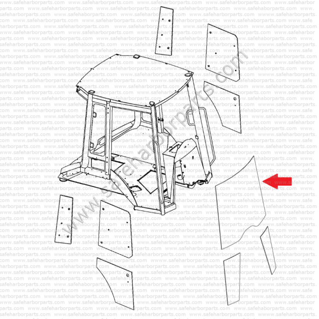 640x640 T191071 Backhoe Loader Front Upper Glass Windshield Ebay - Backhoe Sketch