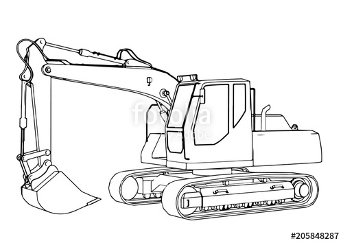 500x354 Sketch Of An Excavator Vector Stock Image And Royalty Free Vector - Backhoe Sketch