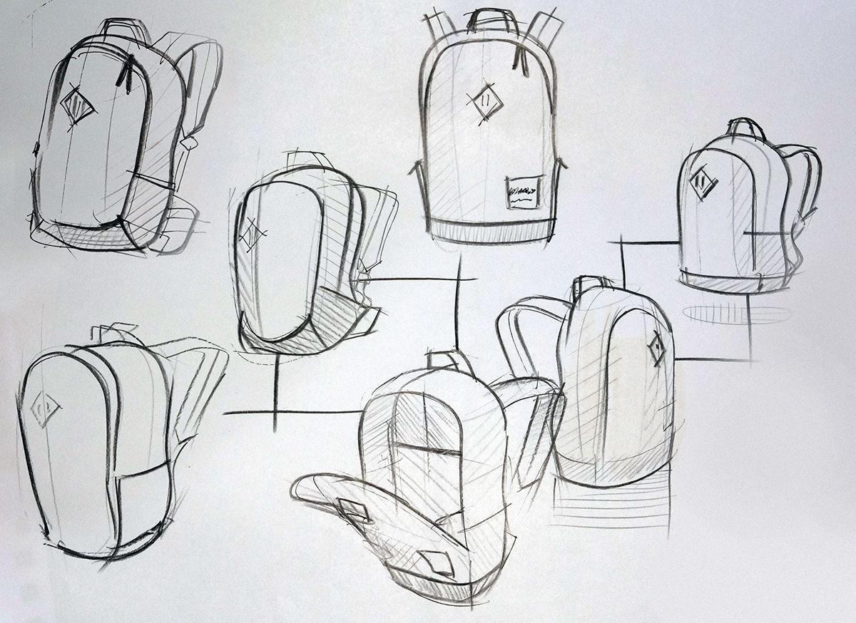 1200x874 Backpack Sketches On Behance Bag Sketching - Backpack Sketch