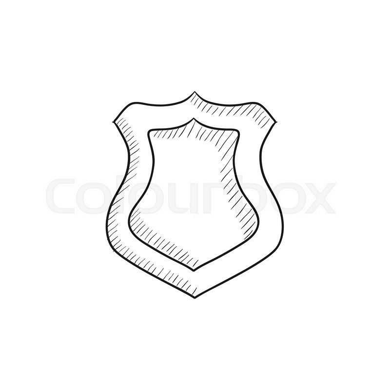 800x800 Police Badge Vector Sketch Icon Isolated On Background. Hand Drawn - Badge Sketch
