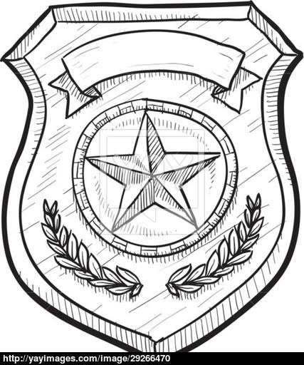 427x512 Police Or Firefighter Badge Sketch Vector - Badge Sketch