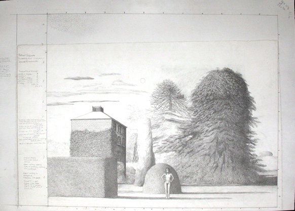 582x417 Sketch For The Badminton Game By David Inshaw - Badminton Sketch