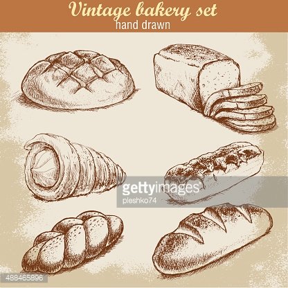416x416 Vintage Hand Drawn Sketch Bakery Bread And Sweet Pastry Premium - Bakery Sketch