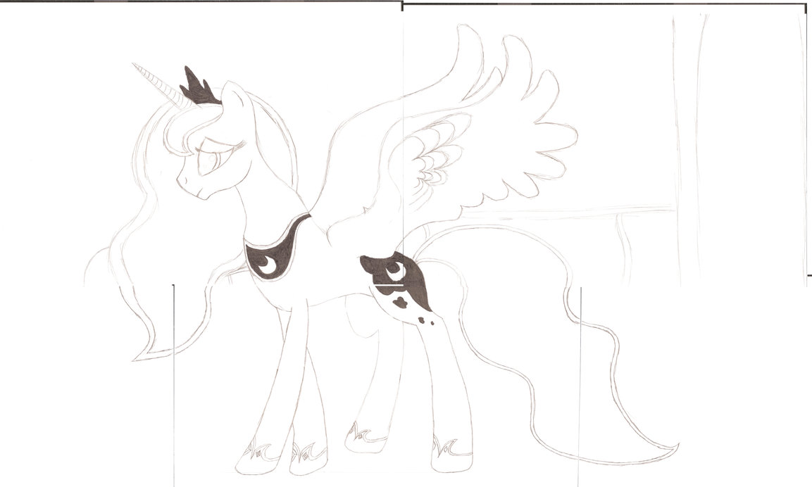 1153x692 Princess Luna On The Balcony Sketch By Moon Dreamer - Balcony Sketch