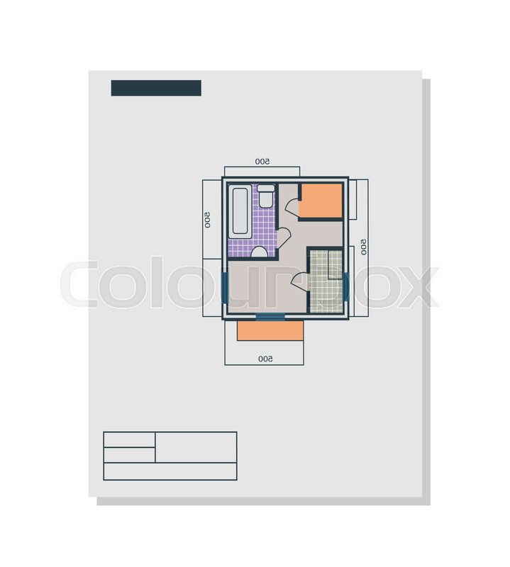 719x800 Apartments Plan Vector In Flat Style. Paper With Drawing - Balcony Sketch