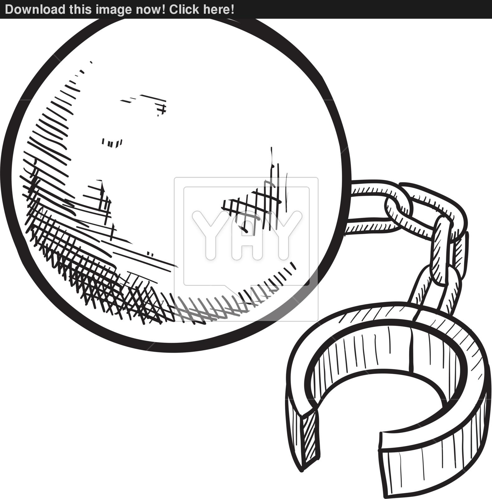 1578x1600 Ball And Chain Vector Sketch Vector - Ball And Chain Sketch