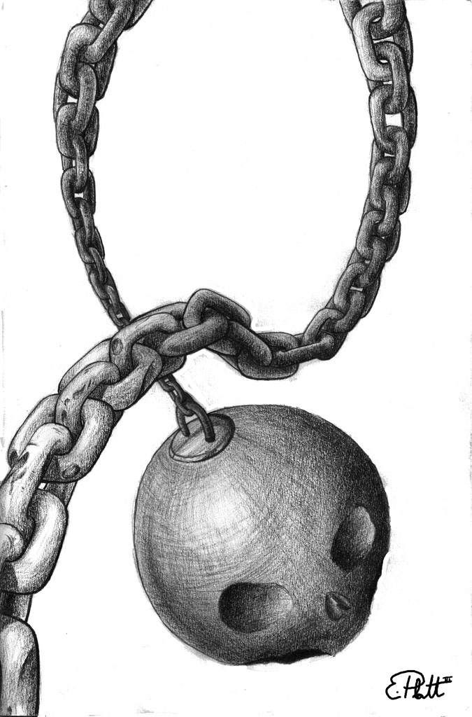 675x1024 Skull Ball And Chain By Phantom61485 - Ball And Chain Sketch