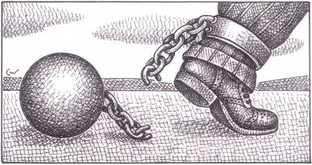 450x238 Stock Illustration - Ball And Chain Sketch