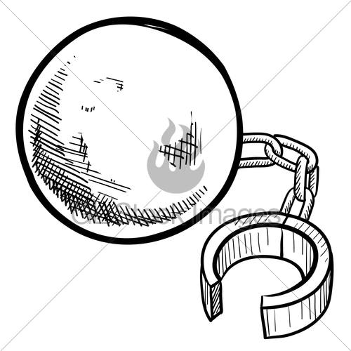 500x500 Ball And Chain Sketch Gl Stock Images - Ball And Chain Sketch