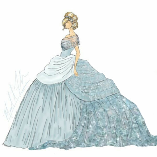 600x600 Designer Unveils Sketches For New Disney Princess Inspired Gown - Ball Gown Sketch