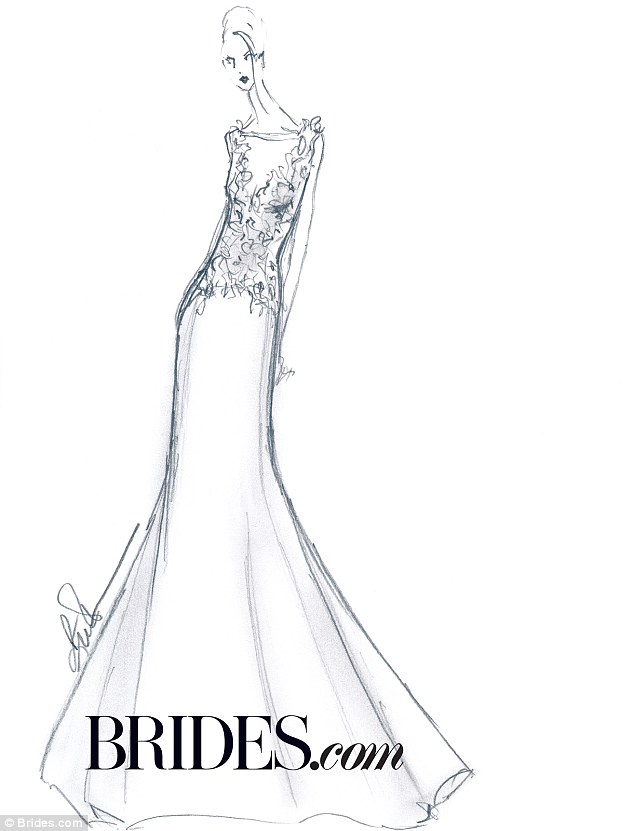 634x831 Drawn Bride Evening Gown - Ball Gown Sketch