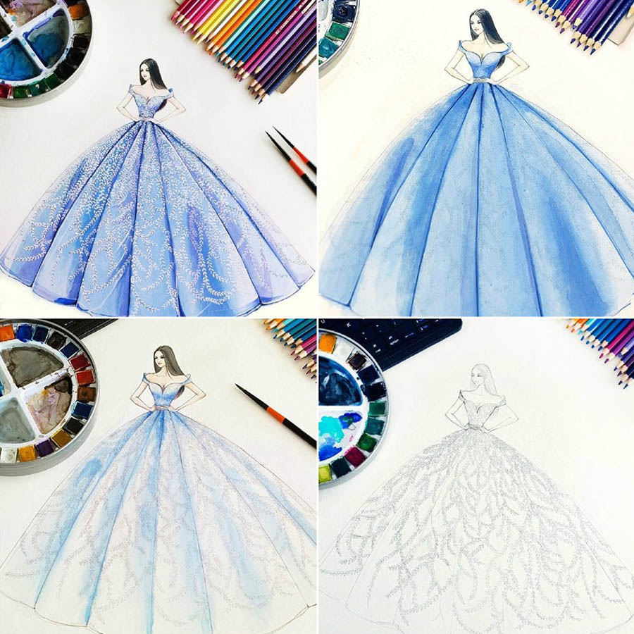 Thejagielskifamily: Ball Gown Cocktail Dress Sketch Design