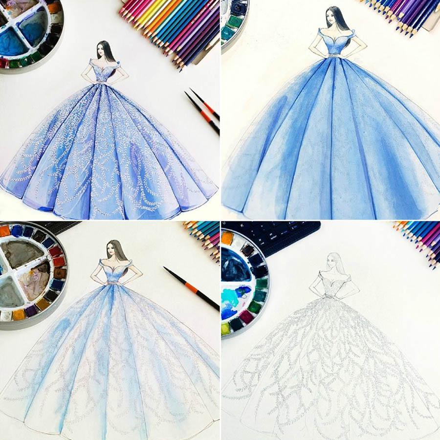 Ball Gown Sketch At Paintingvalley Com Explore Collection Of