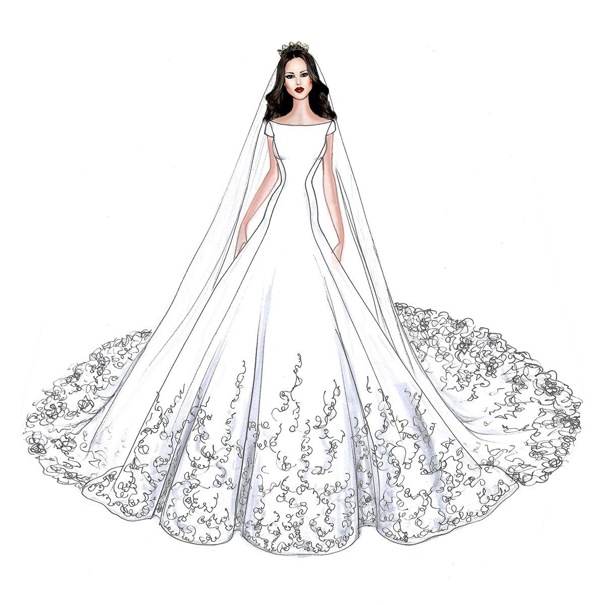 Ball Gown Sketch at PaintingValley.com | Explore collection of Ball ...