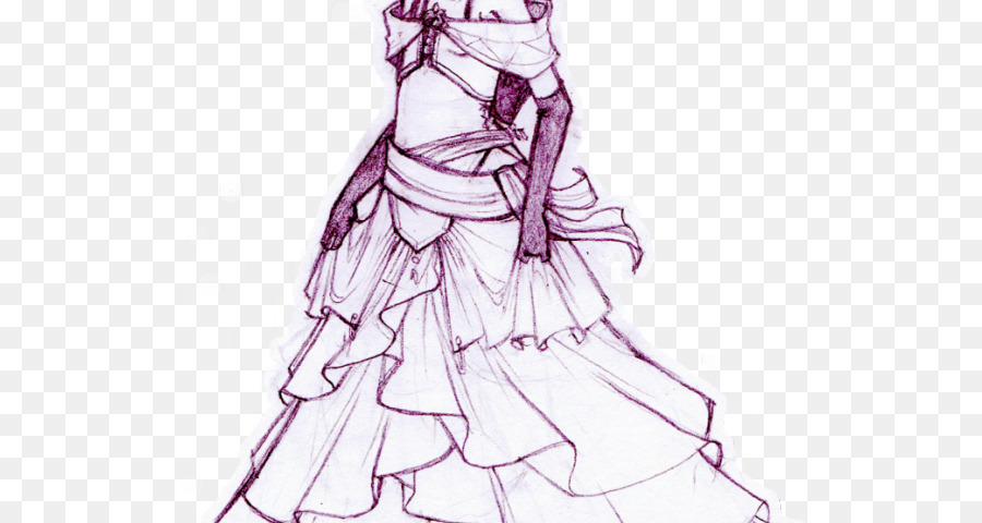 900x480 Sketch Fancy Dress Illustration Costume - Ball Gown Sketch