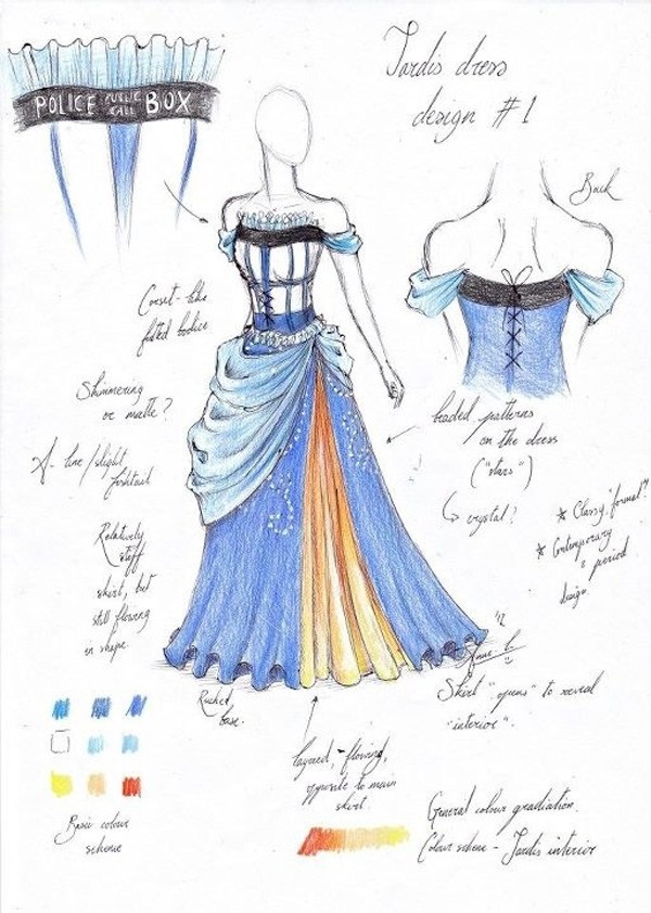 600x842 Tardis Ball Gown Sketch Is Now A Real Dress! [Pic] - Ball Gown Sketch