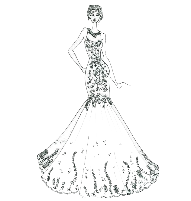 632x664 Wedding Dress Ball Gown Sketch - Ball Gown Sketch