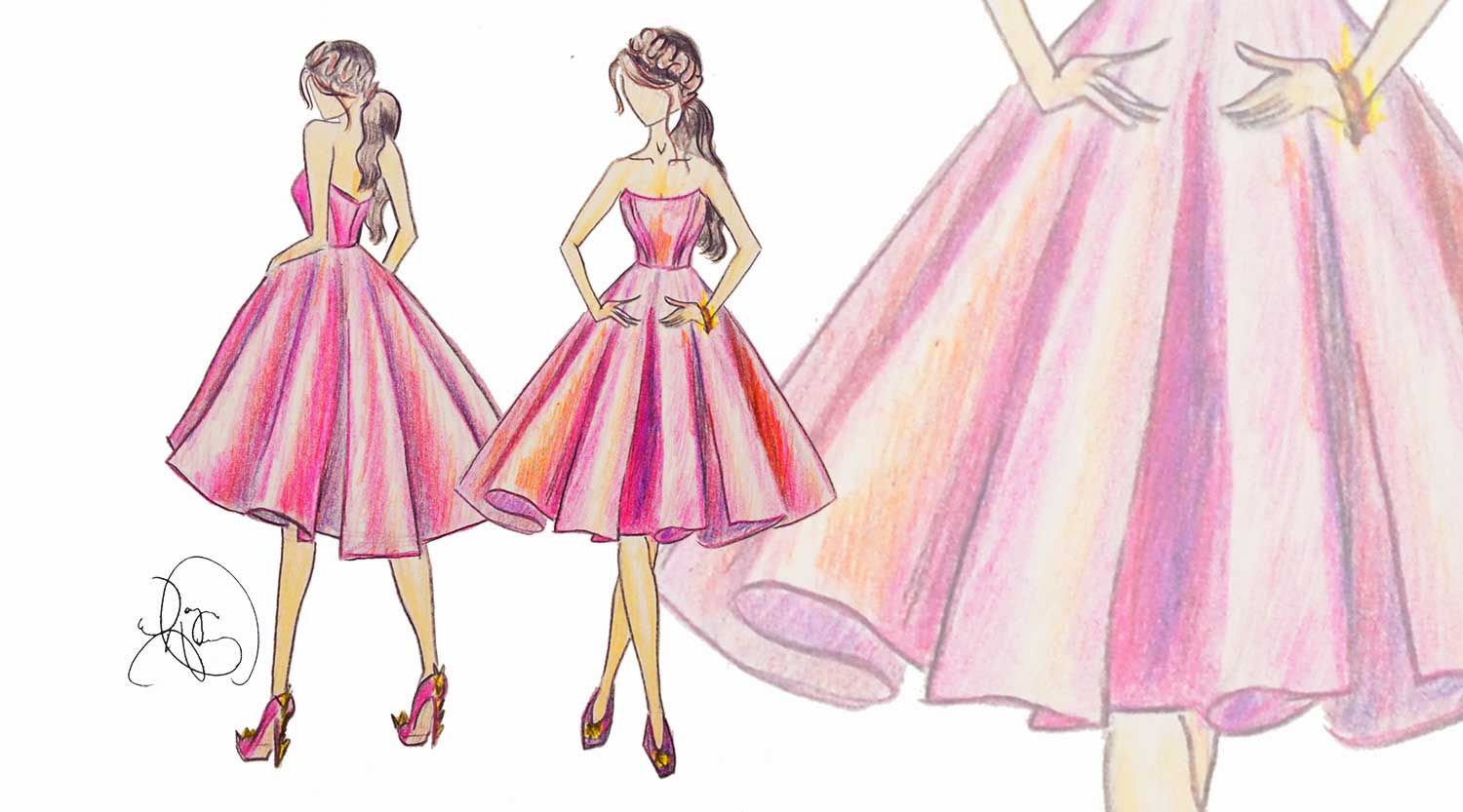 1500x833 What Are The Dresses Of The Pouching - Ball Gown Sketch