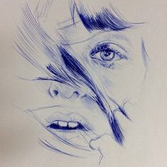 236x236 Female Portrait Drawing - Ball Pen Sketches