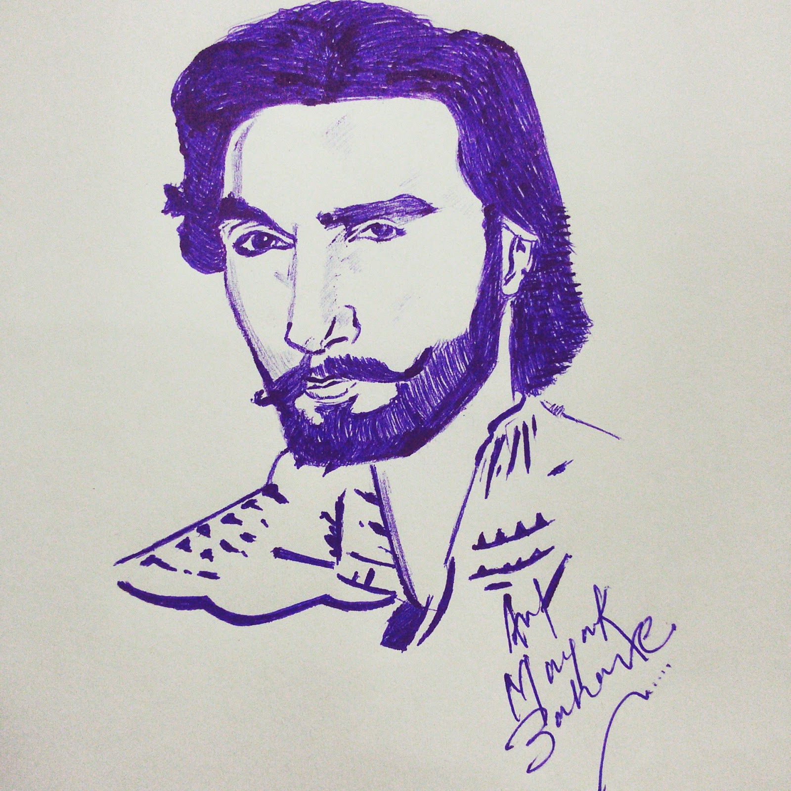 1600x1600 Ball Pen Sketches Ranbeer Singh Ball Pen Sketch - Ball Pen Sketches