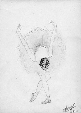 342x480 Drawn Ballet Pencil Drawing - Ballerina Pencil Sketch