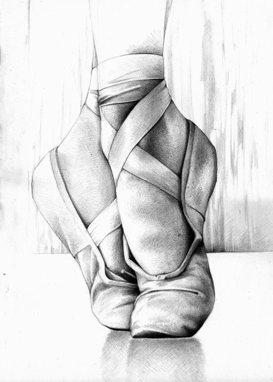 550x771 Ballet Art Print Art + Photography Drawings, Art - Ballerina Shoes Sketch