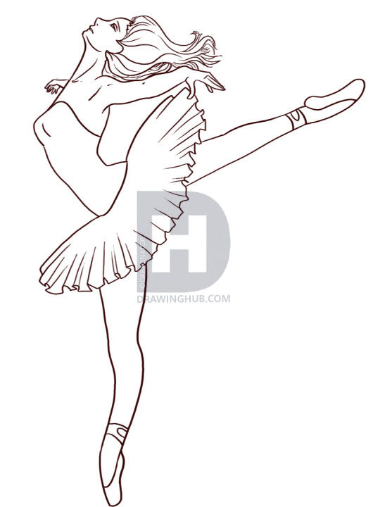 530x720 How To Draw A Ballerina, Step By Step, Drawing Guide, By - Ballerina Sketch Easy